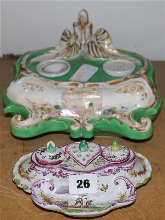 French inkstand and a Paris porcelain inkstand